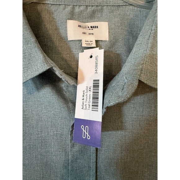 Julian & Mark Men Light Green Linen Like Button Down Collared Shirt XXL - Picture 2 of 3